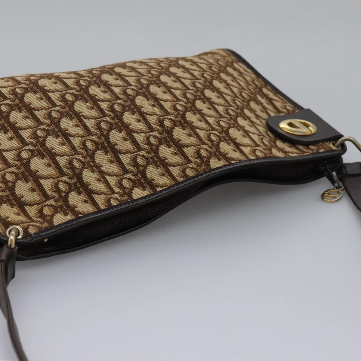 Christian Dior Trotter Canvas Shoulder Bag Brown Auth ep7344