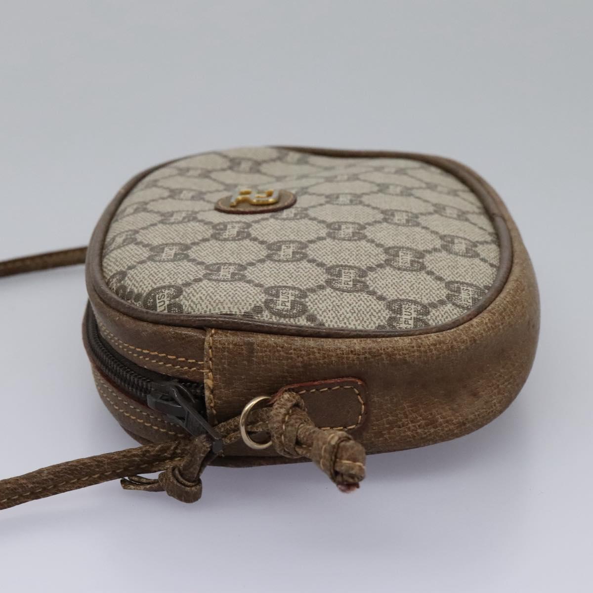 GUCCI GG Plus Supreme Shoulder Bag PVC Leather Beige Auth ep7396