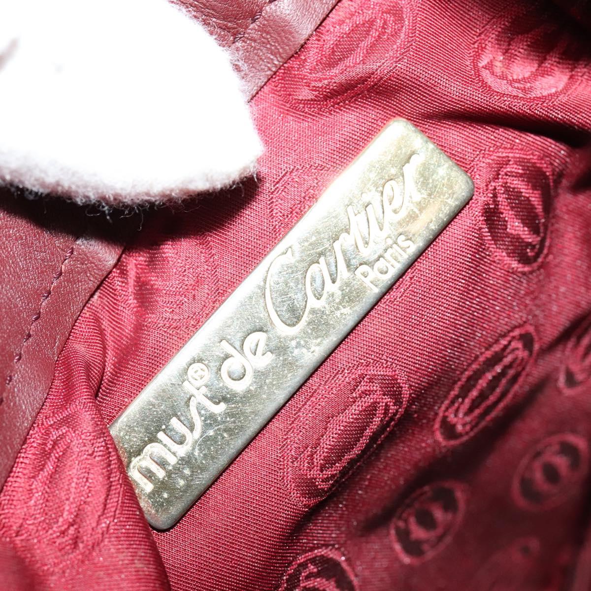 CARTIER Shoulder Bag Leather Red Auth ep7404