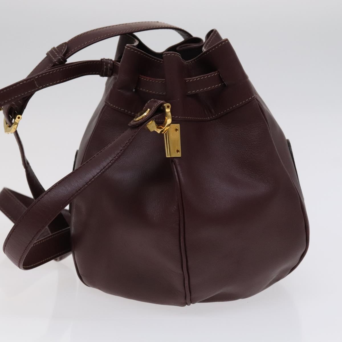 CARTIER Shoulder Bag Leather Red Auth ep7404