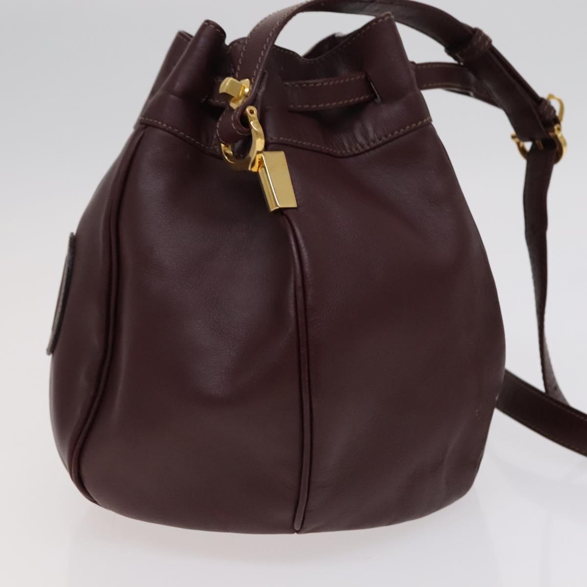 CARTIER Shoulder Bag Leather Red Auth ep7404