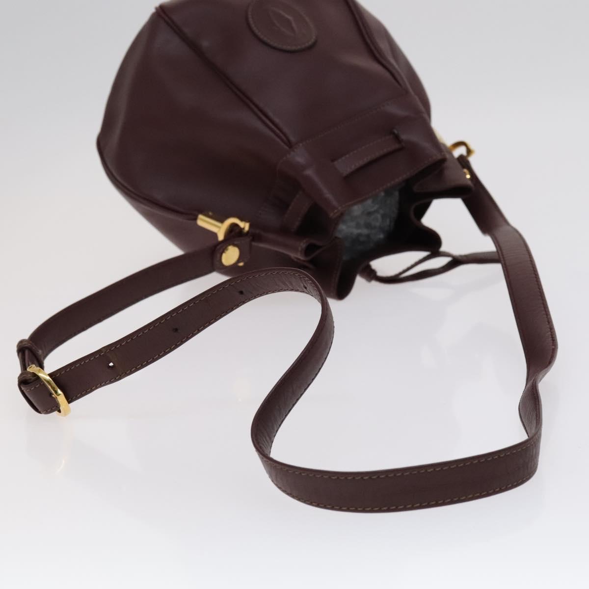 CARTIER Shoulder Bag Leather Red Auth ep7404