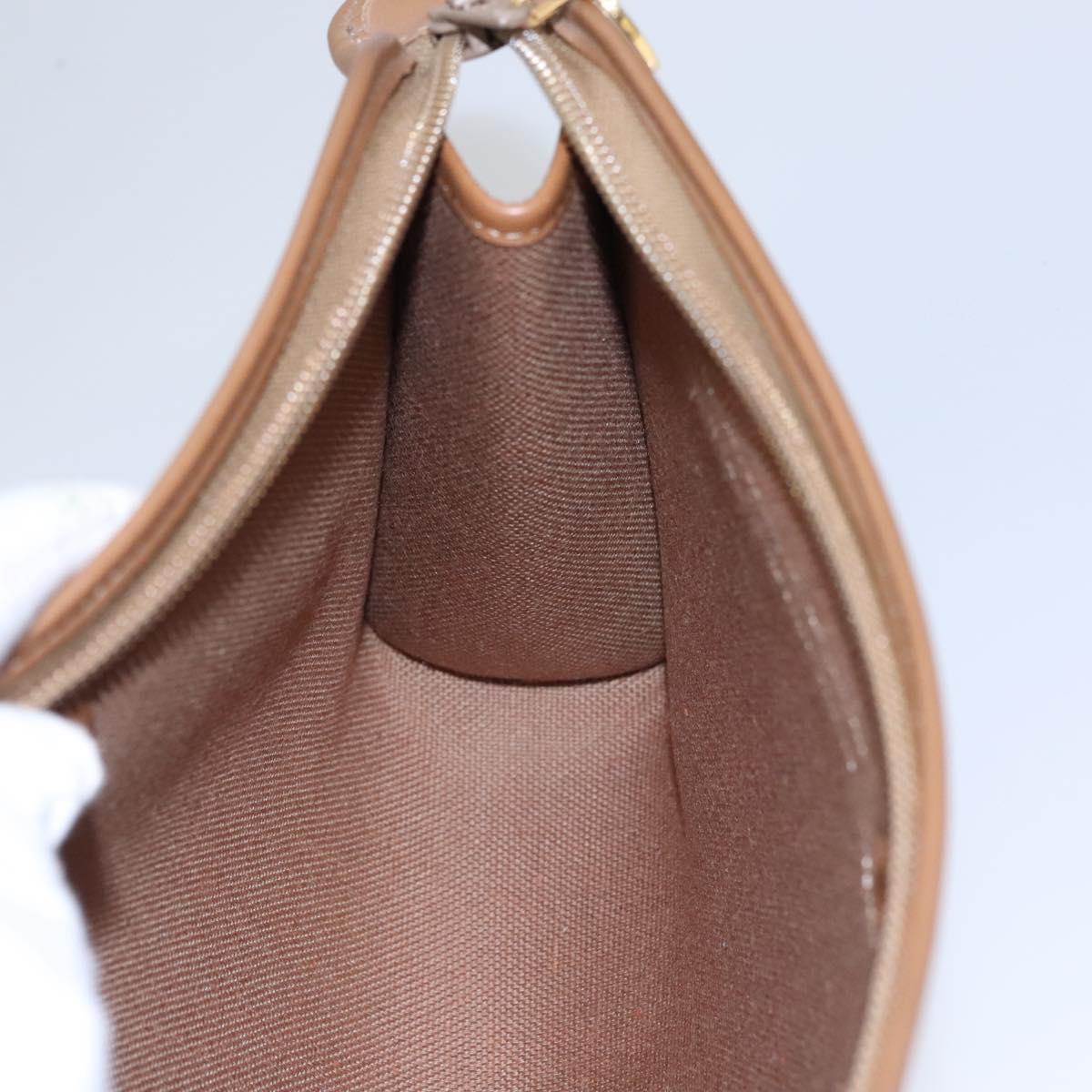 Christian Dior Honeycomb Canvas Clutch Bag PVC Leather Beige Gold Auth ep7407