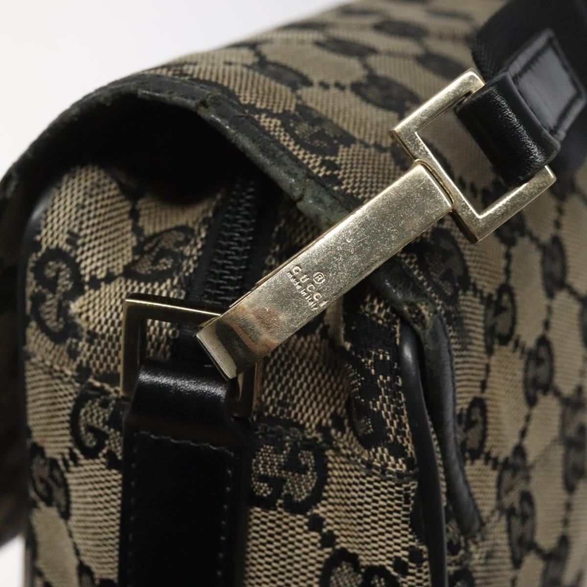 GUCCI GG Canvas Shoulder Bag Black 019 0375 Auth ep7418
