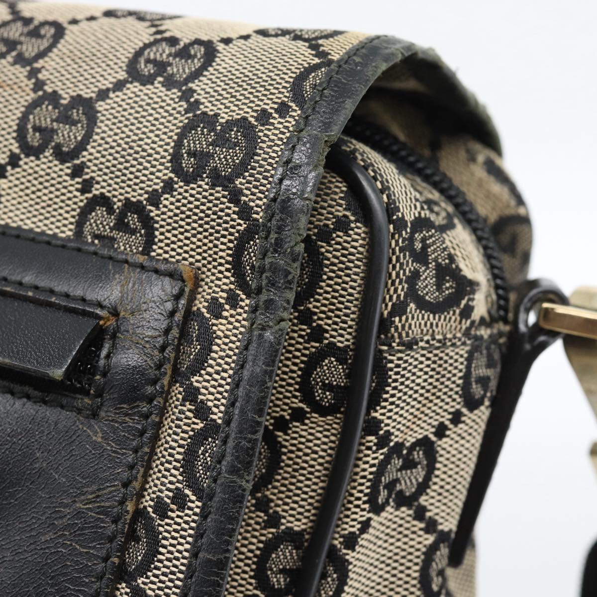 GUCCI GG Canvas Shoulder Bag Black 019 0375 Auth ep7418