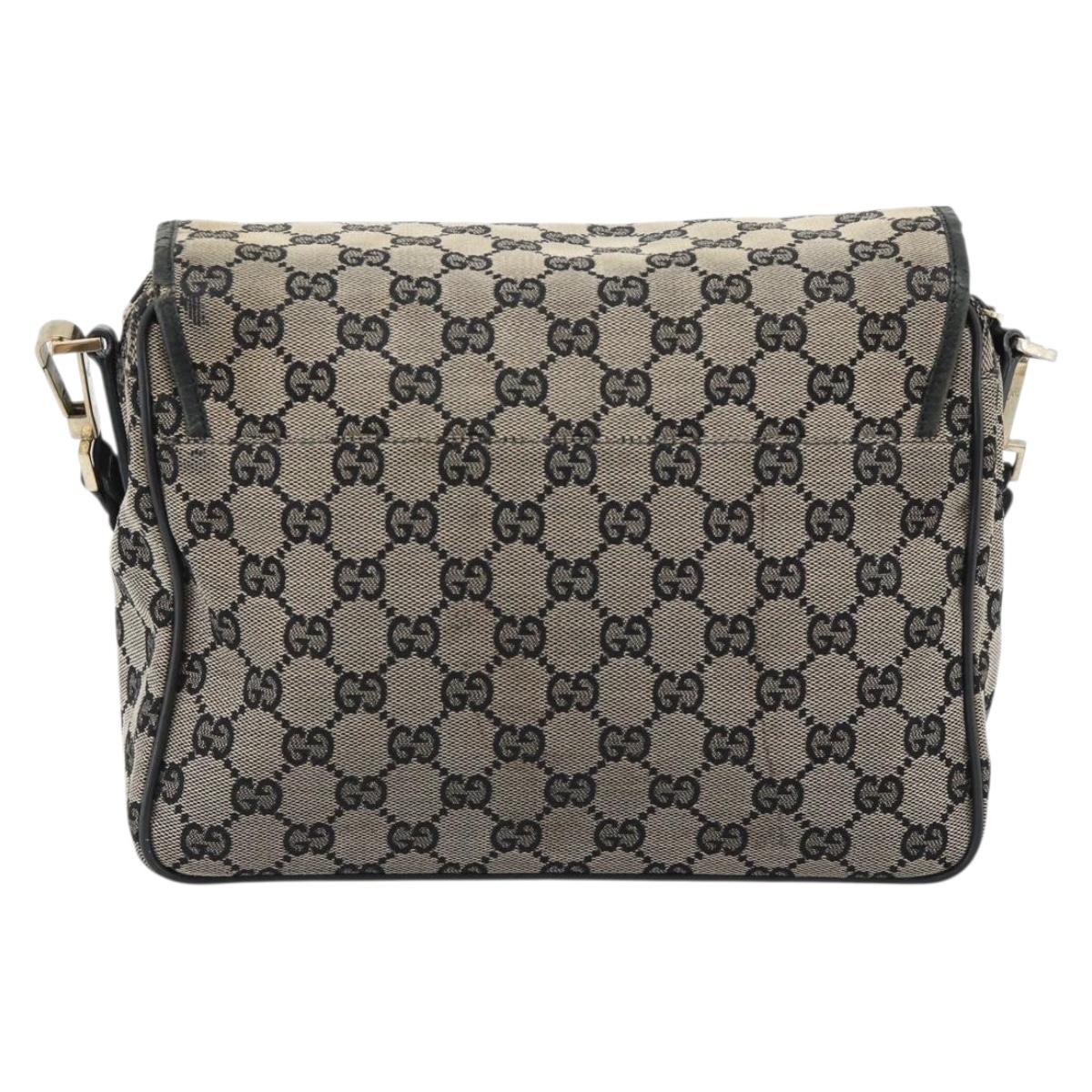 GUCCI GG Canvas Shoulder Bag Black 019 0375 Auth ep7418