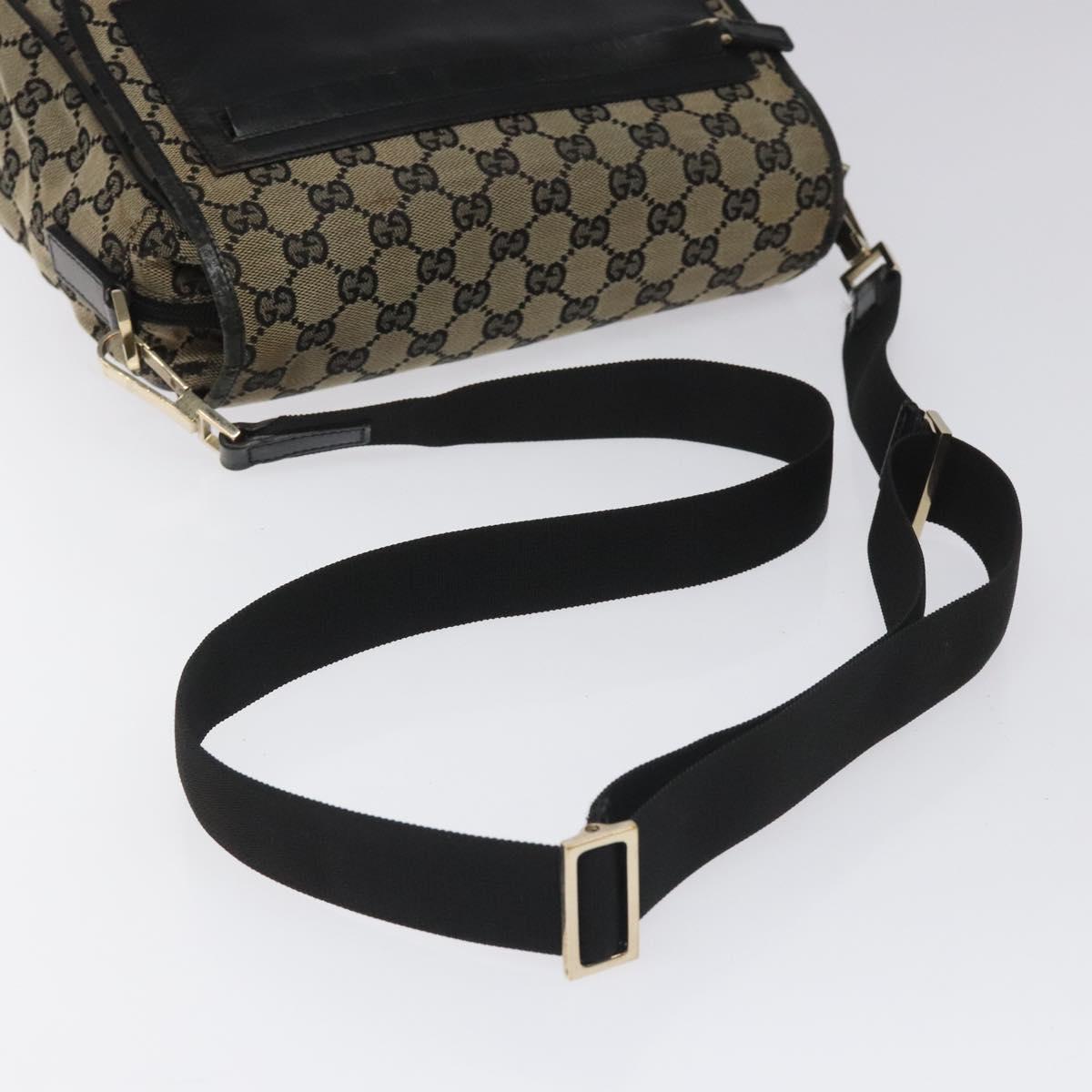 GUCCI GG Canvas Shoulder Bag Black 019 0375 Auth ep7418