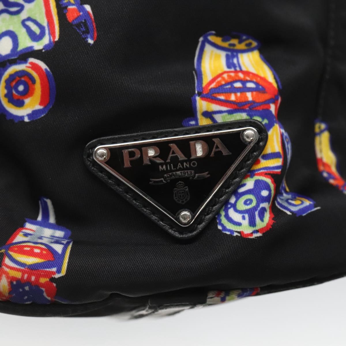 PRADA Tote Bag Nylon Black Silver Auth ep7424