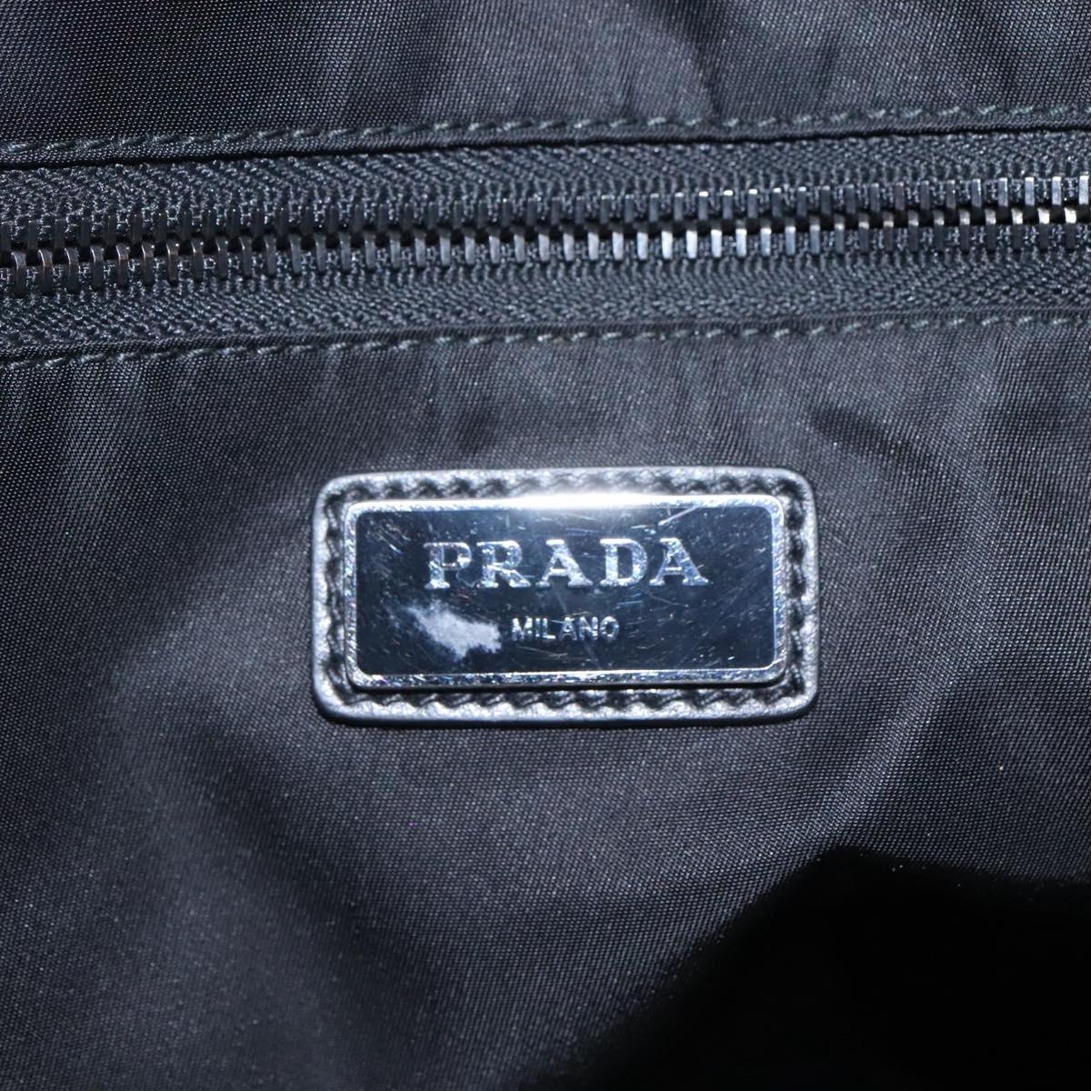 PRADA Tote Bag Nylon Black Silver Auth ep7424