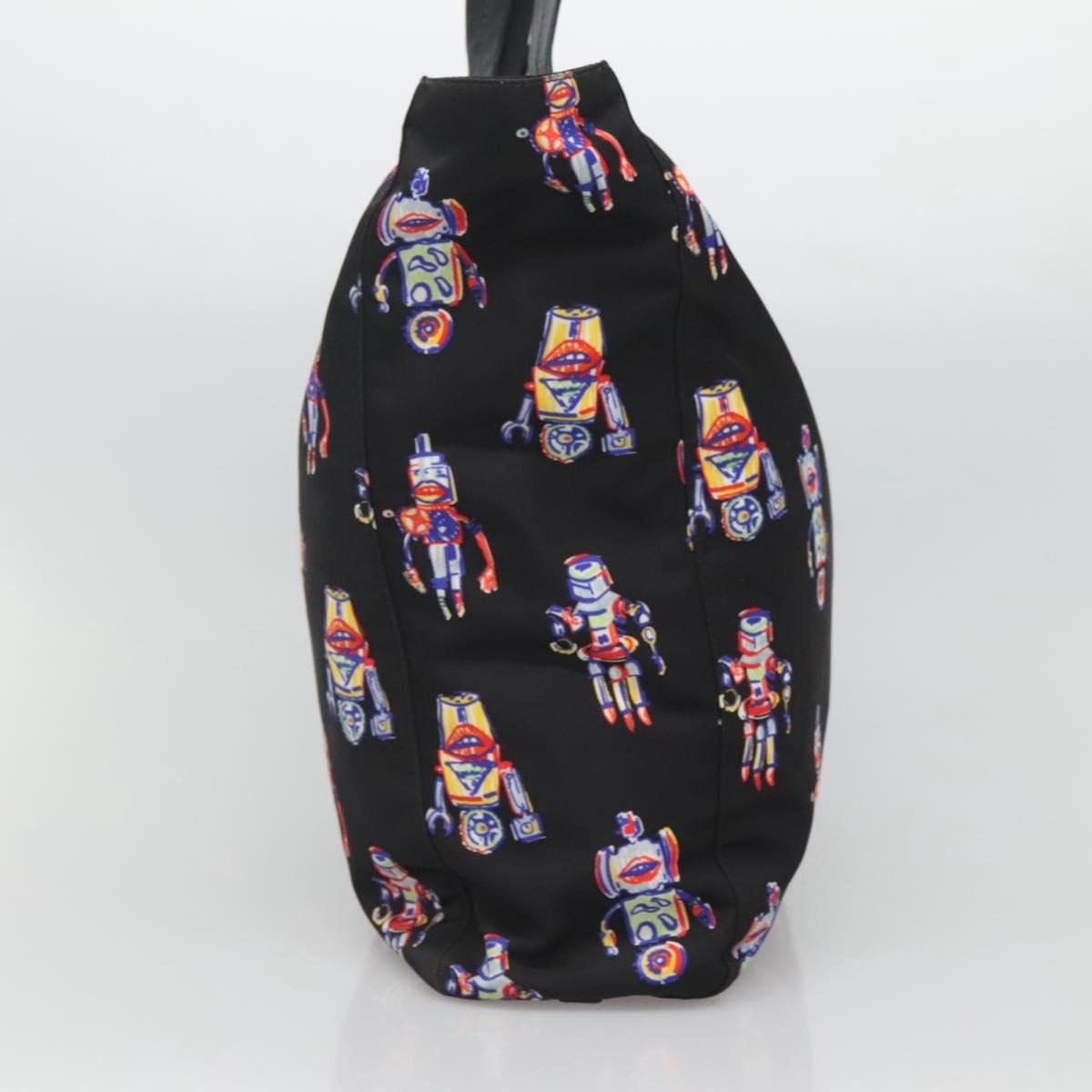 PRADA Tote Bag Nylon Black Silver Auth ep7424