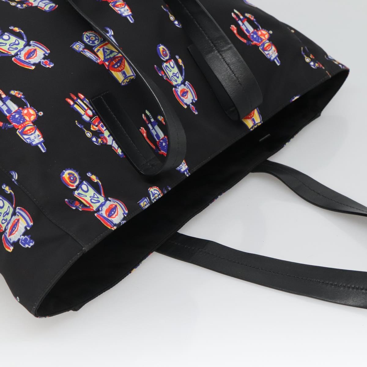 PRADA Tote Bag Nylon Black Silver Auth ep7424