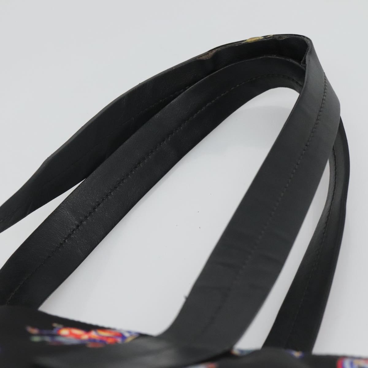 PRADA Tote Bag Nylon Black Silver Auth ep7424