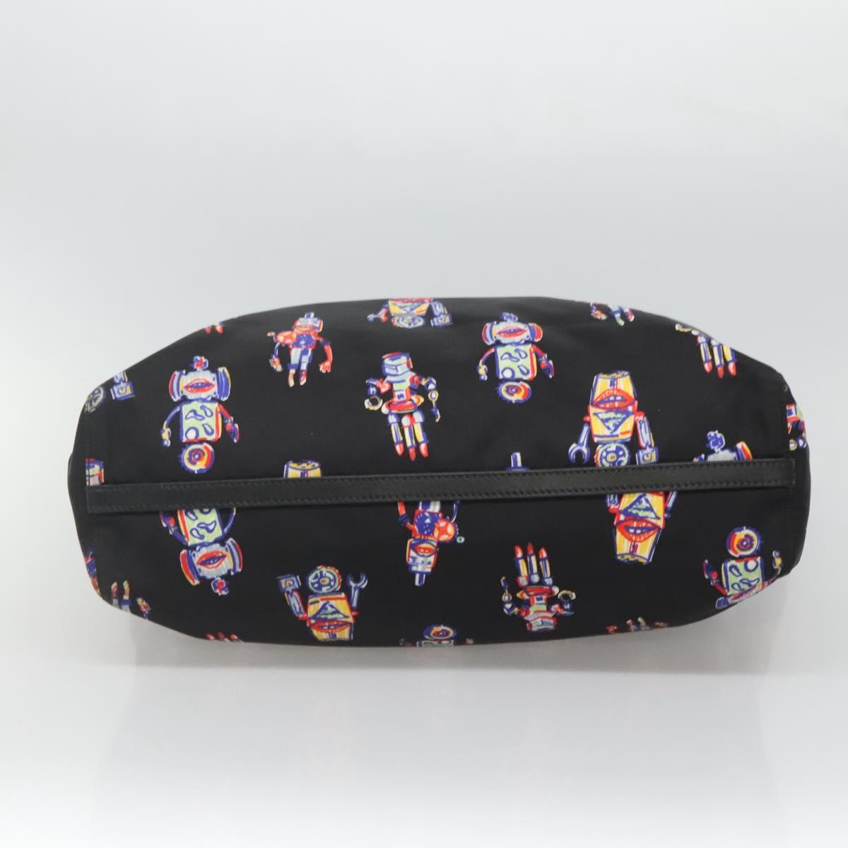 PRADA Tote Bag Nylon Black Silver Auth ep7424