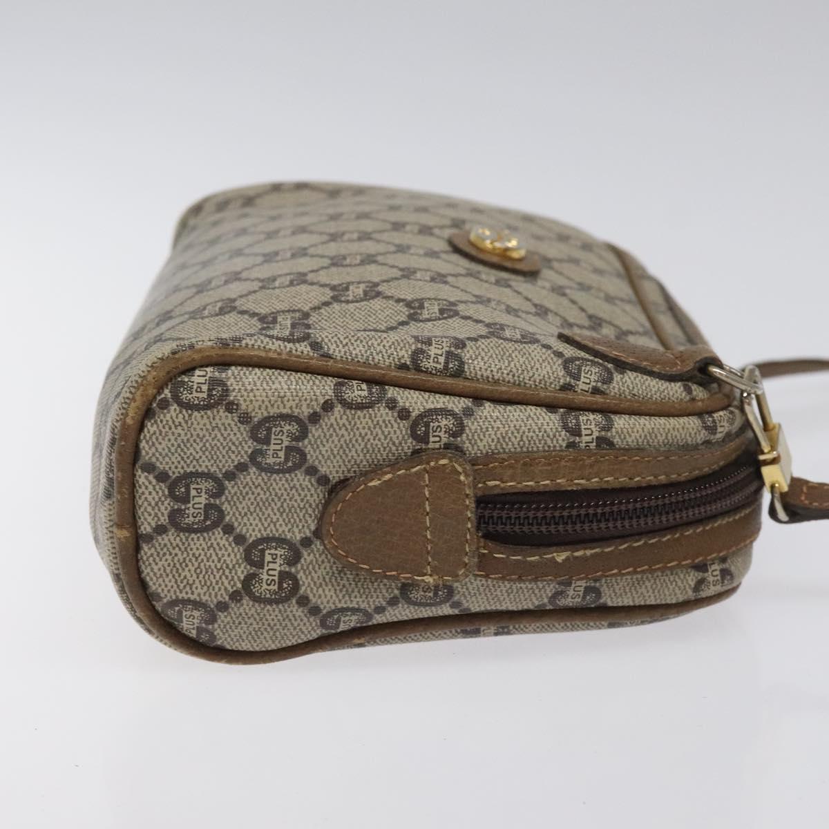 GUCCI GG Plus Supreme Shoulder Bag PVC Leather Beige Auth ep7483