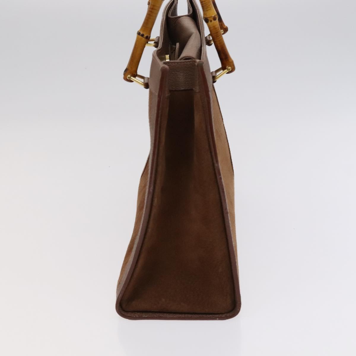 GUCCI Bamboo Tote Bag Suede Leather Brown Gold 002 2865 0260 Auth ep7503