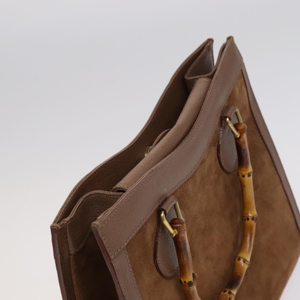 GUCCI Bamboo Tote Bag Suede Leather Brown Gold 002 2865 0260 Auth ep7503