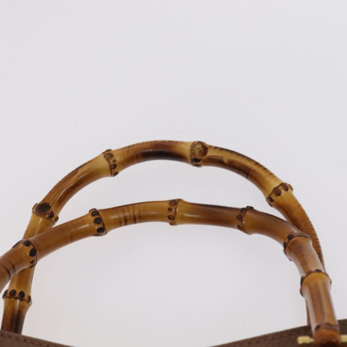 GUCCI Bamboo Tote Bag Suede Leather Brown Gold 002 2865 0260 Auth ep7503