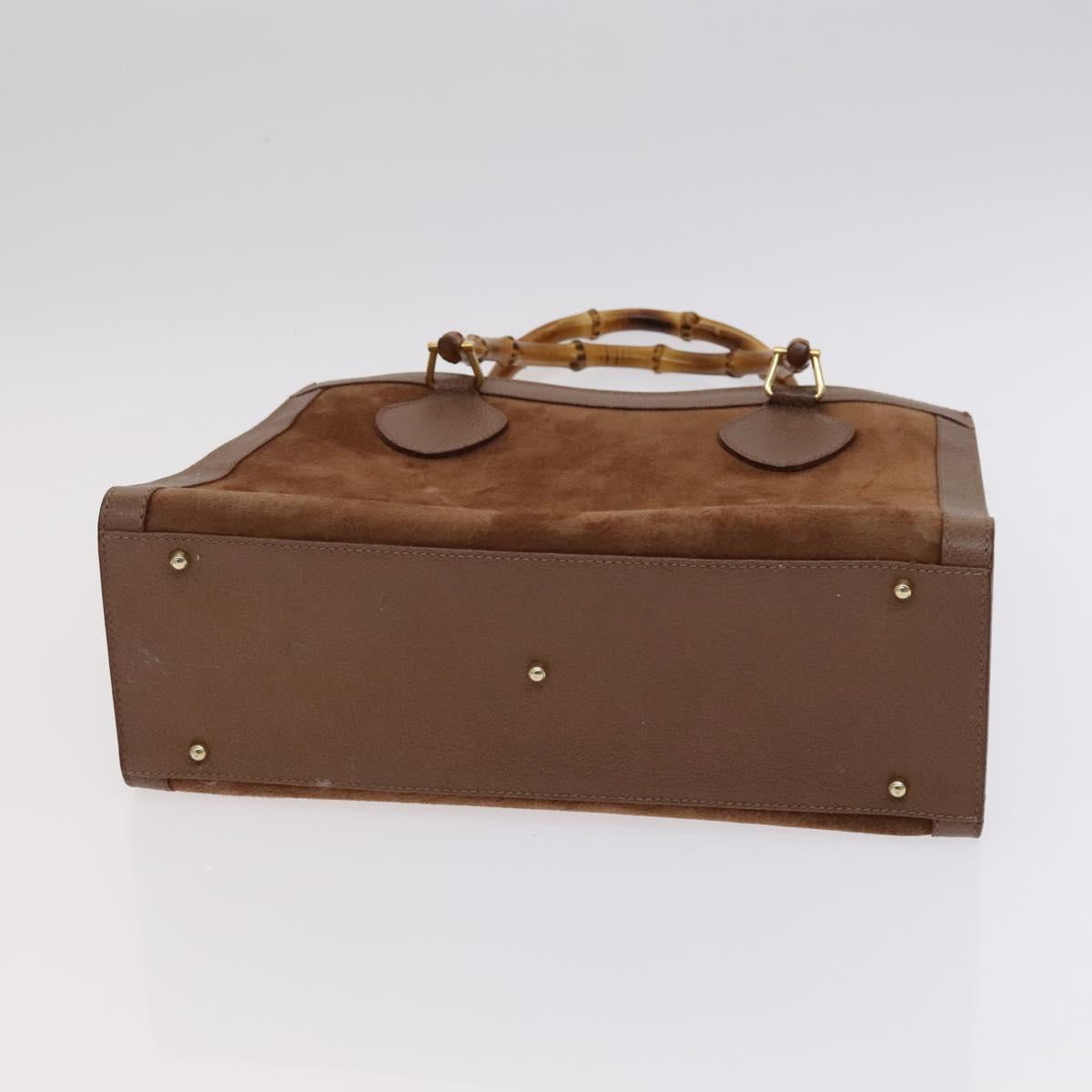 GUCCI Bamboo Tote Bag Suede Leather Brown Gold 002 2865 0260 Auth ep7503