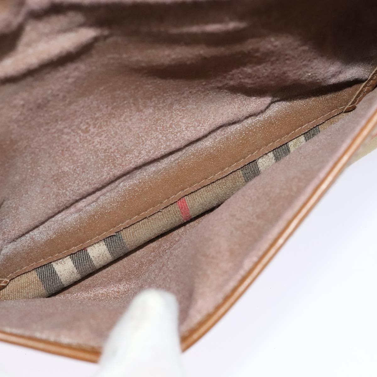 Burberrys Nova Check Shoulder Bag Canvas Leather Beige Gold Auth ep7522
