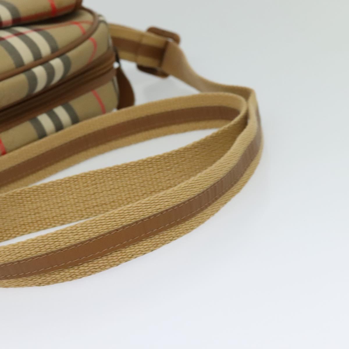 Burberrys Nova Check Shoulder Bag Canvas Leather Beige Gold Auth ep7522