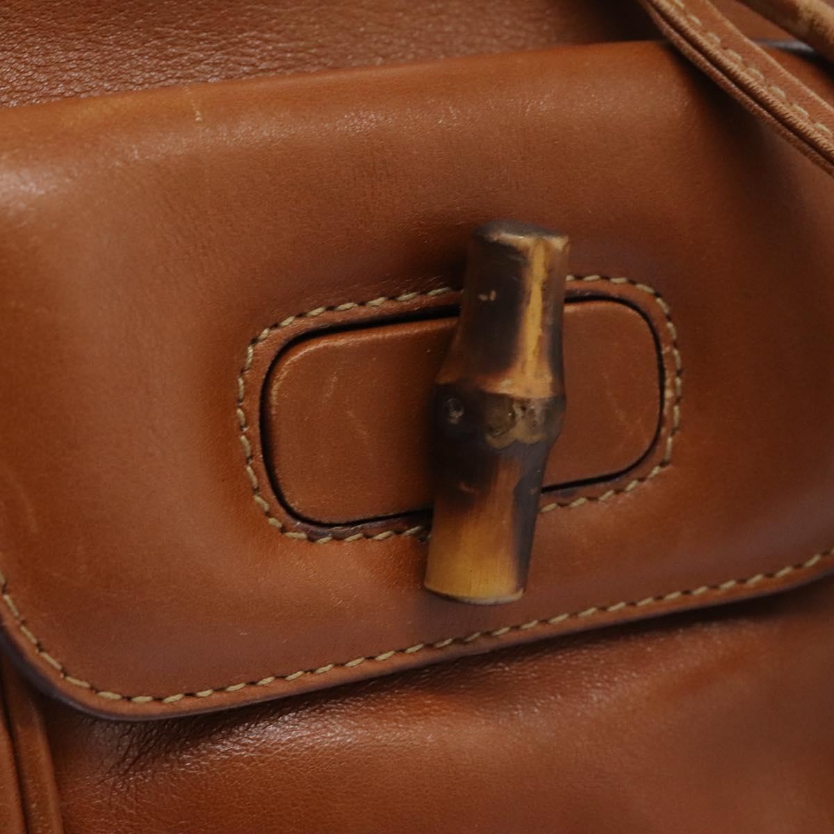 GUCCI Bamboo Backpack Leather Brown Gold 003 2058 0030 Auth ep7524