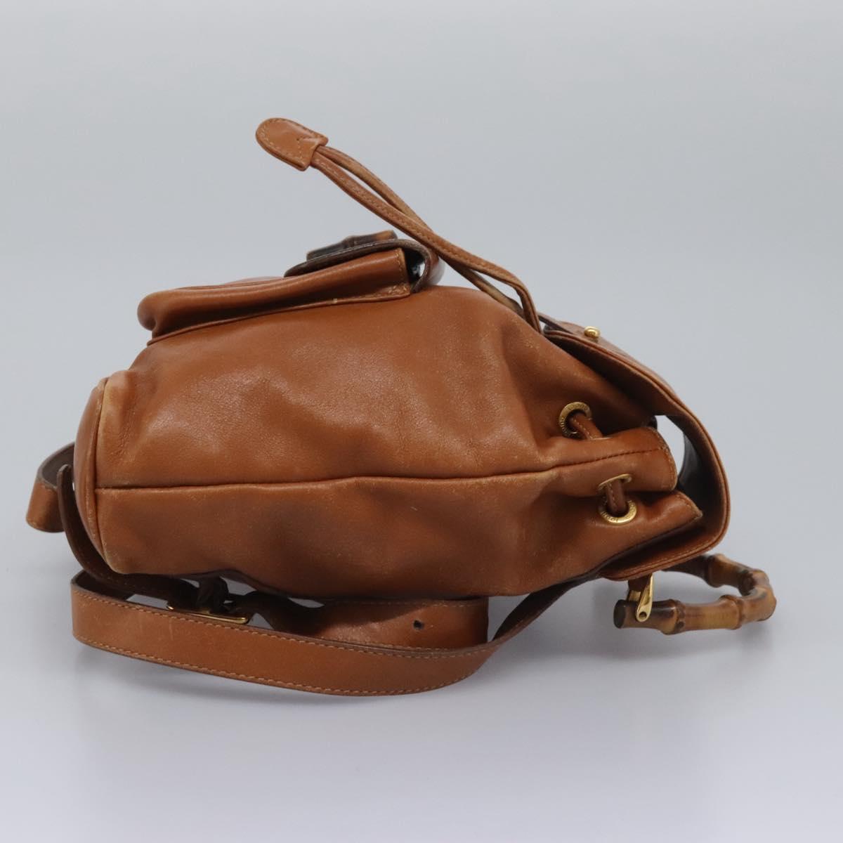 GUCCI Bamboo Backpack Leather Brown Gold 003 2058 0030 Auth ep7524