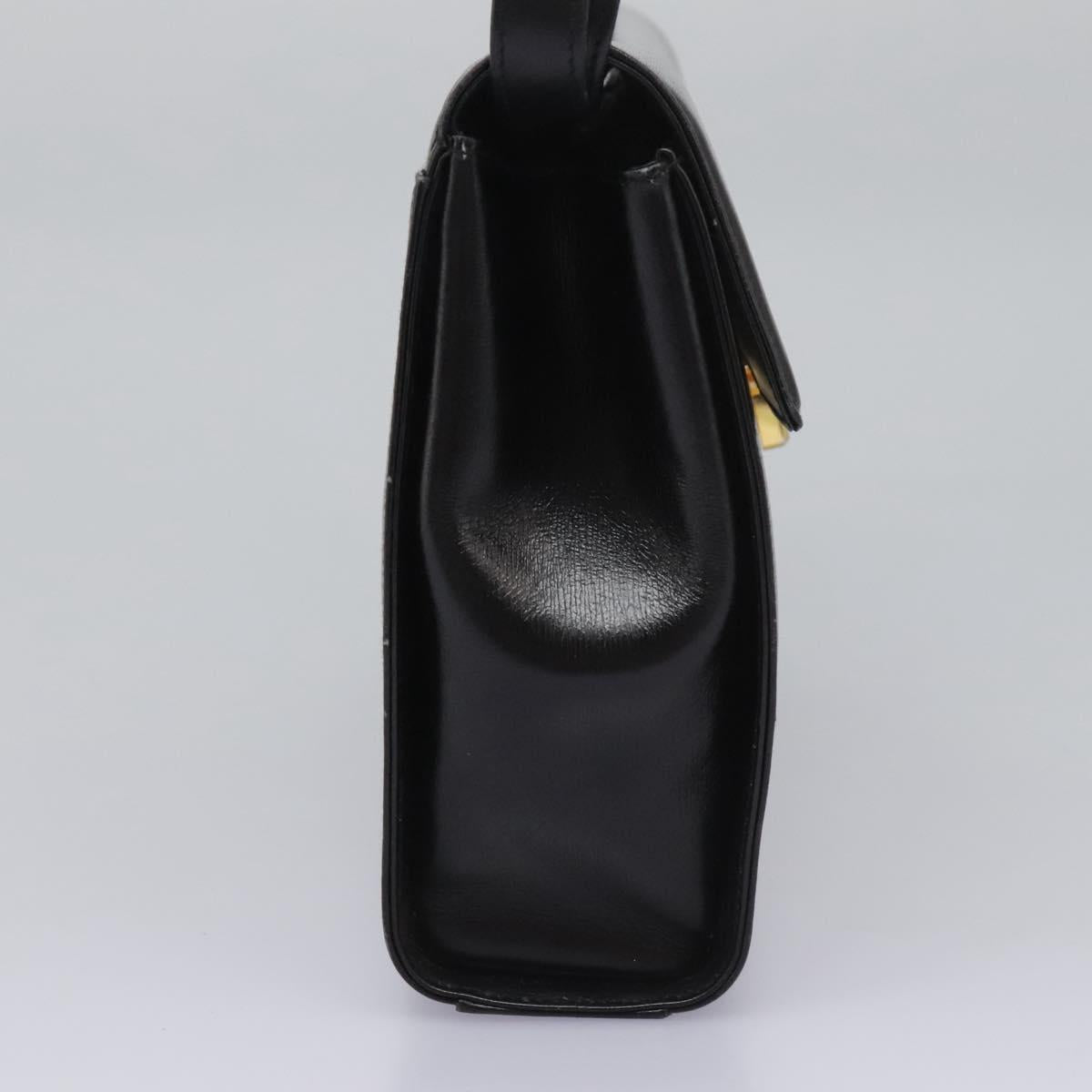 GUCCI Hand Bag Leather Black Gold Auth ep7529