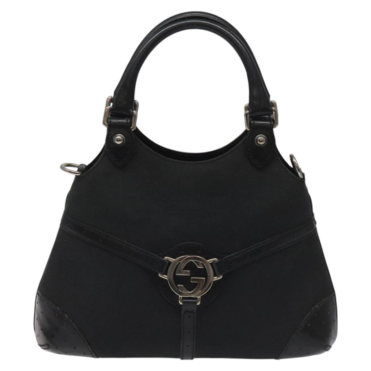 GUCCI Hand Bag Canvas Black Auth ep7533
