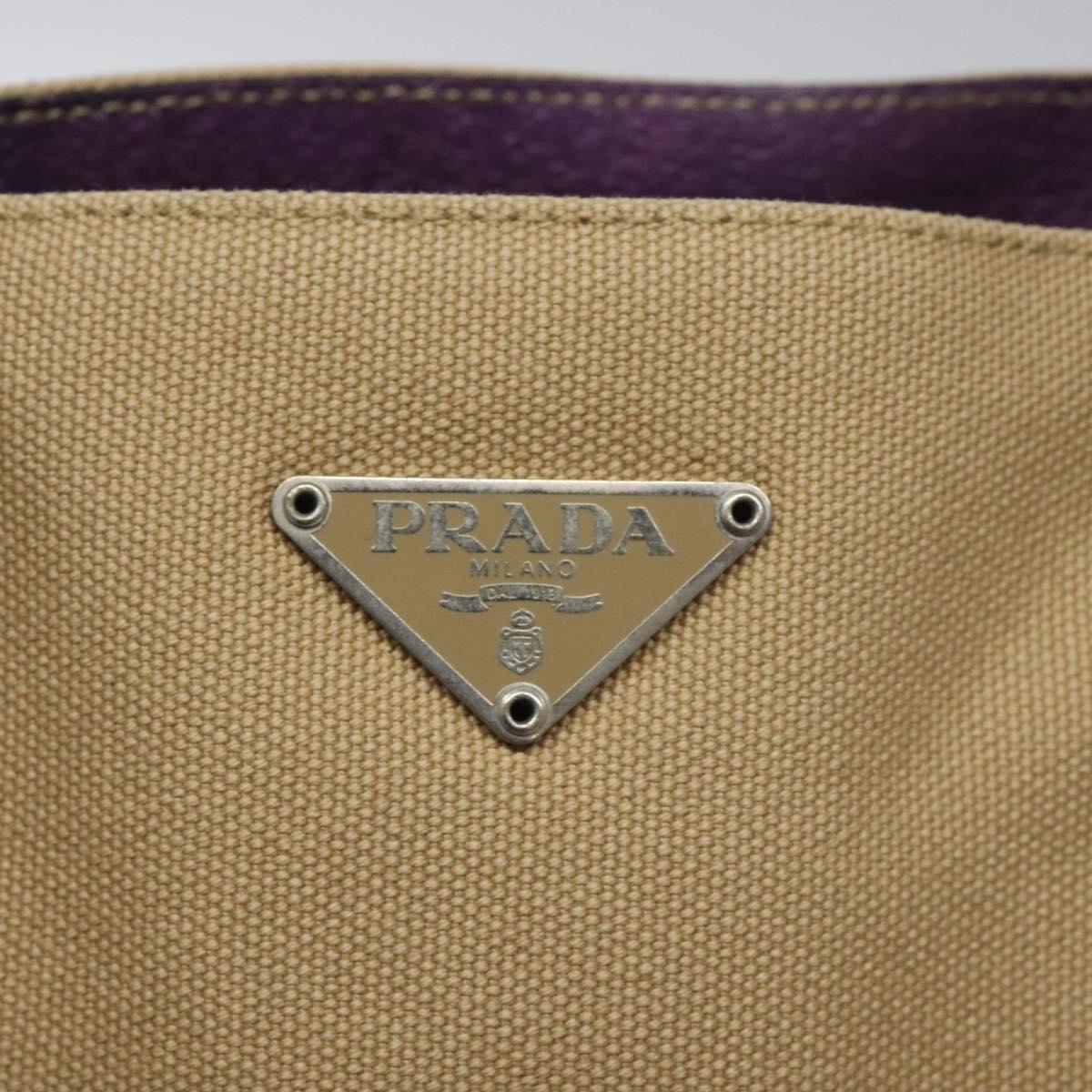 PRADA Tote Bag Canvas Beige Auth ep7542