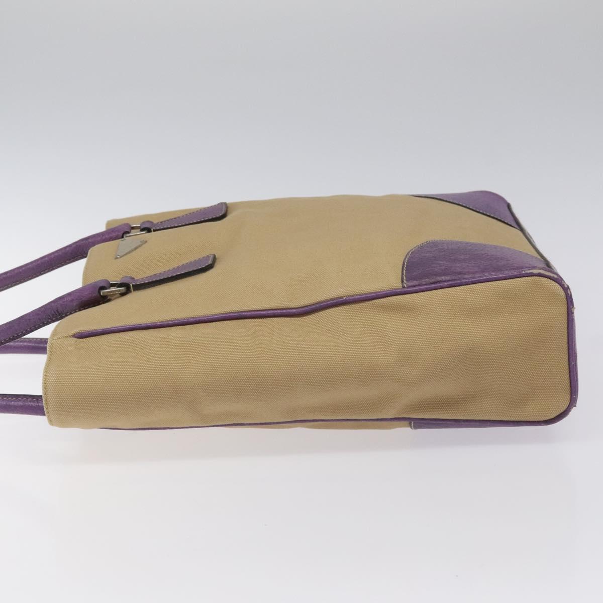 PRADA Tote Bag Canvas Beige Auth ep7542
