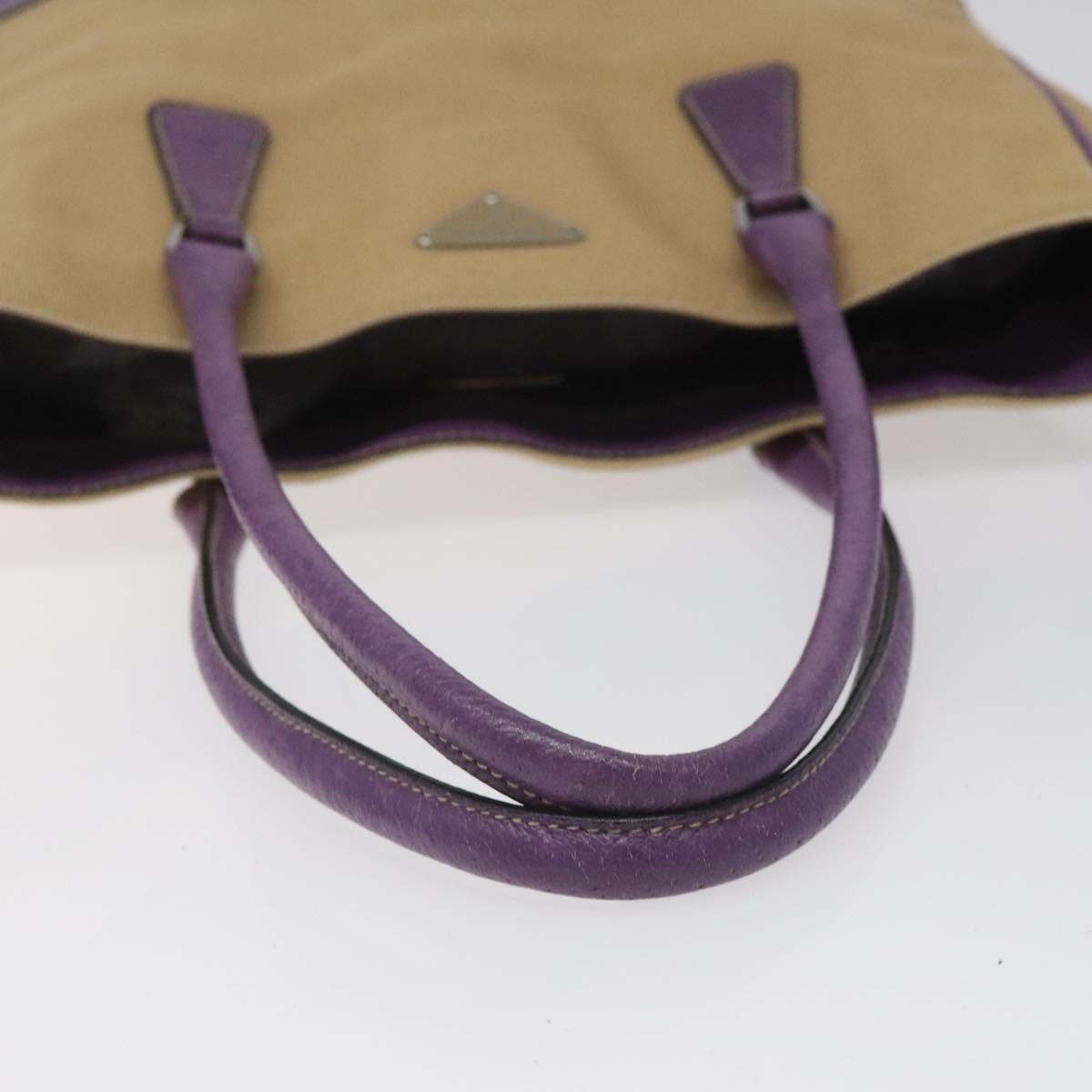 PRADA Tote Bag Canvas Beige Auth ep7542