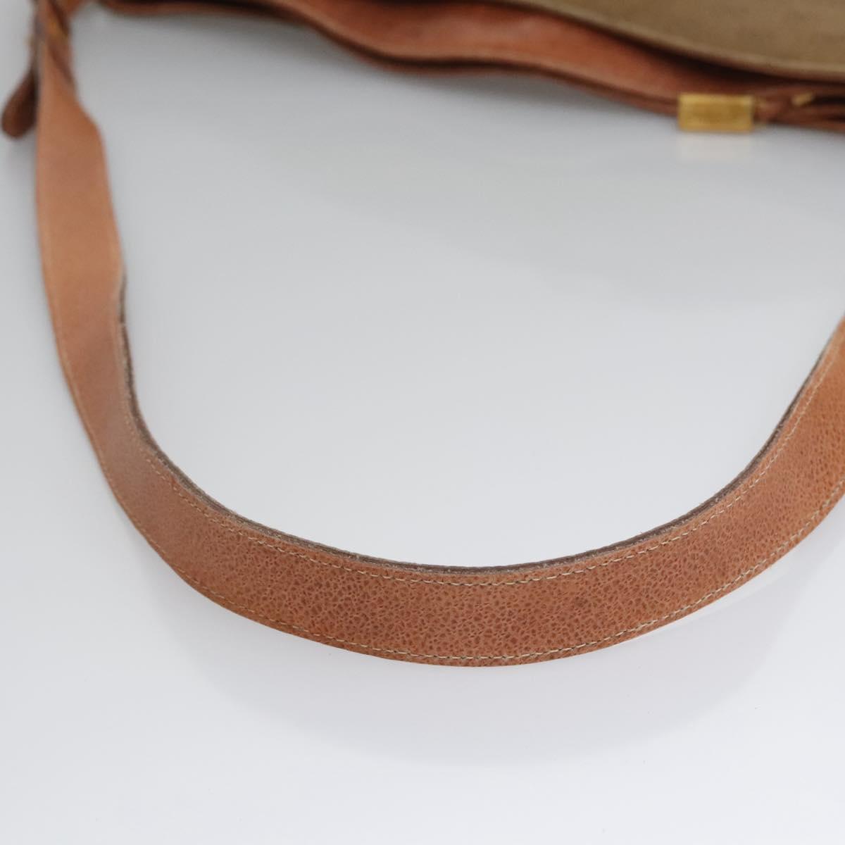 GUCCI Micro GG Supreme Shoulder Bag PVC Leather Beige Brown gold Auth ep7547