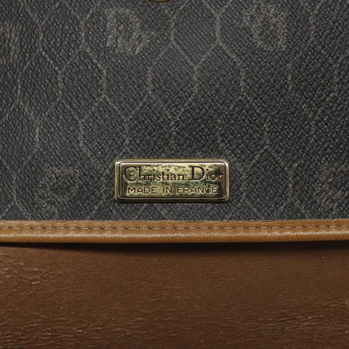 Christian Dior Honeycomb Canvas Chain Shoulder Bag PVC Black gold Auth ep7550