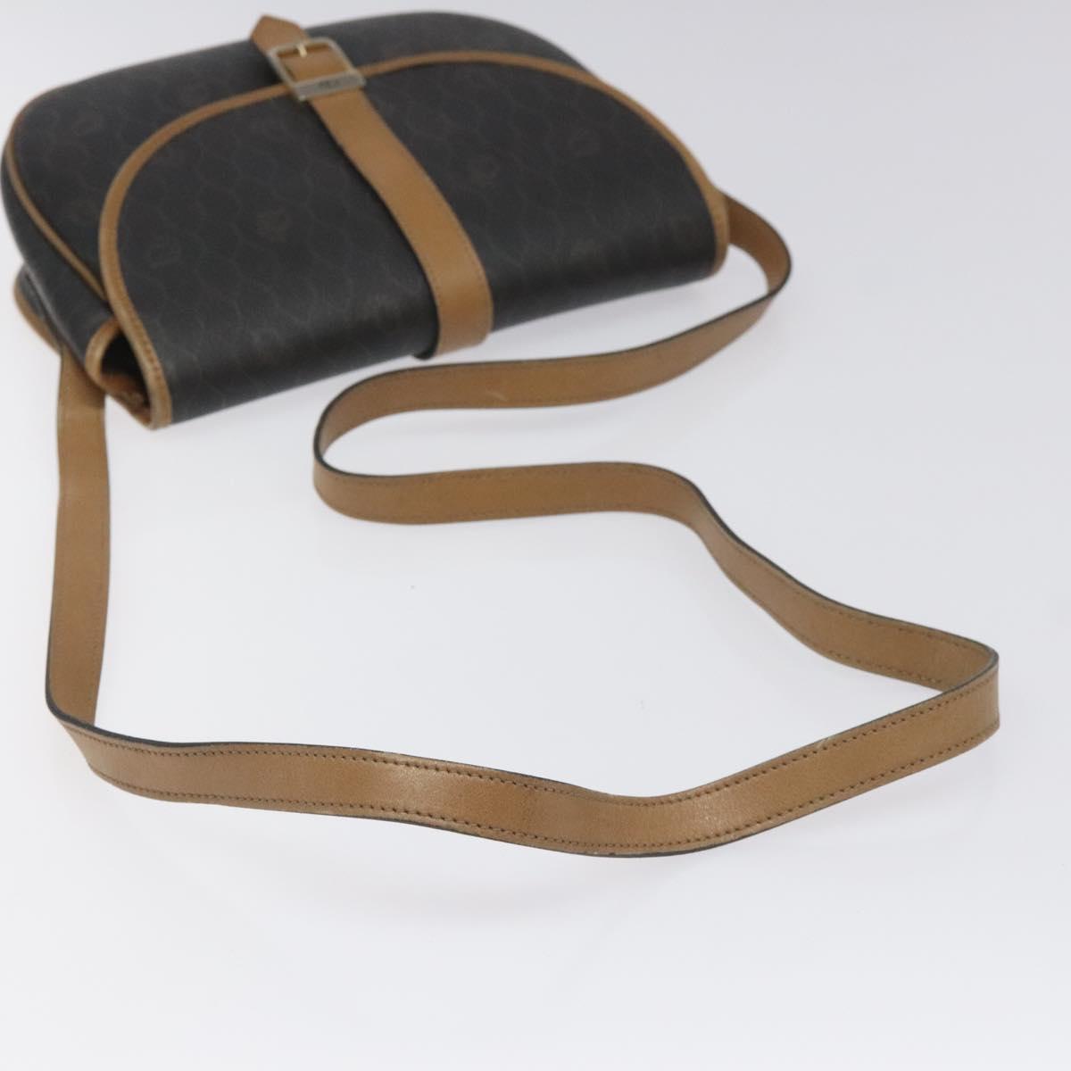 Christian Dior Honeycomb Canvas Chain Shoulder Bag PVC Black gold Auth ep7550