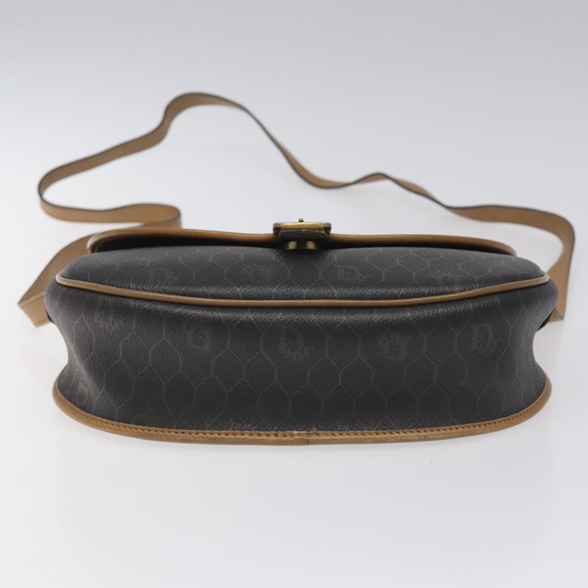 Christian Dior Honeycomb Canvas Chain Shoulder Bag PVC Black gold Auth ep7550