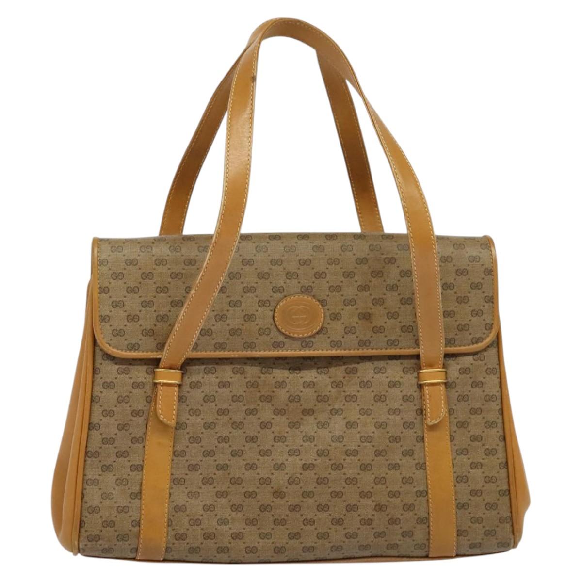 GUCCI Micro GG Supreme Hand Bag PVC Leather Beige Gold 000 984 4857 Auth ep7571