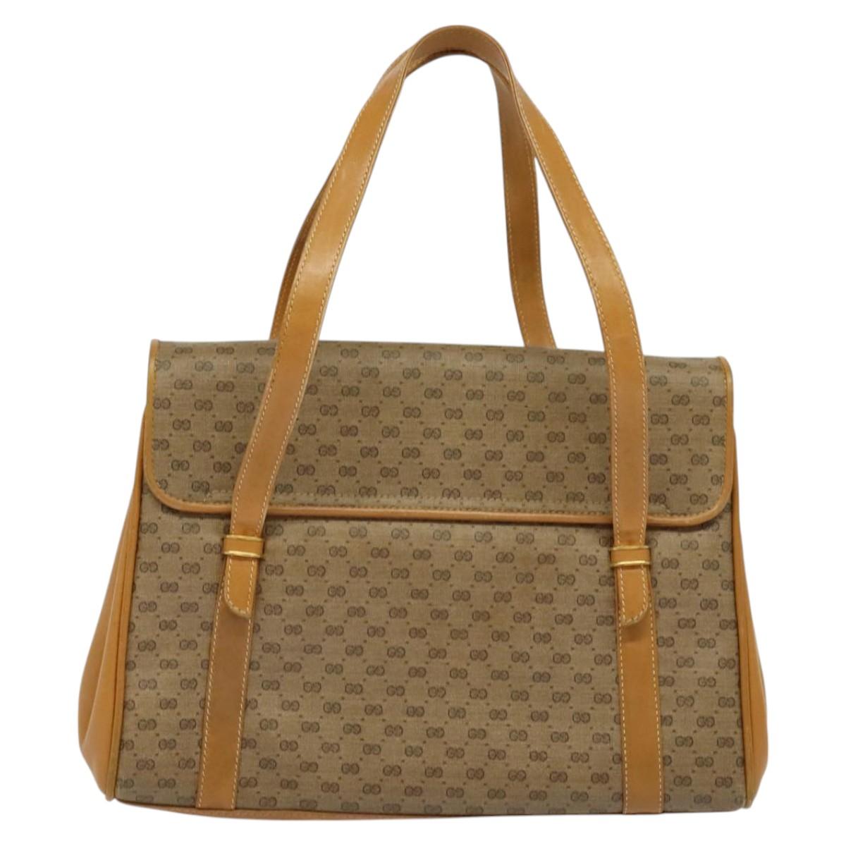 GUCCI Micro GG Supreme Hand Bag PVC Leather Beige Gold 000 984 4857 Auth ep7571