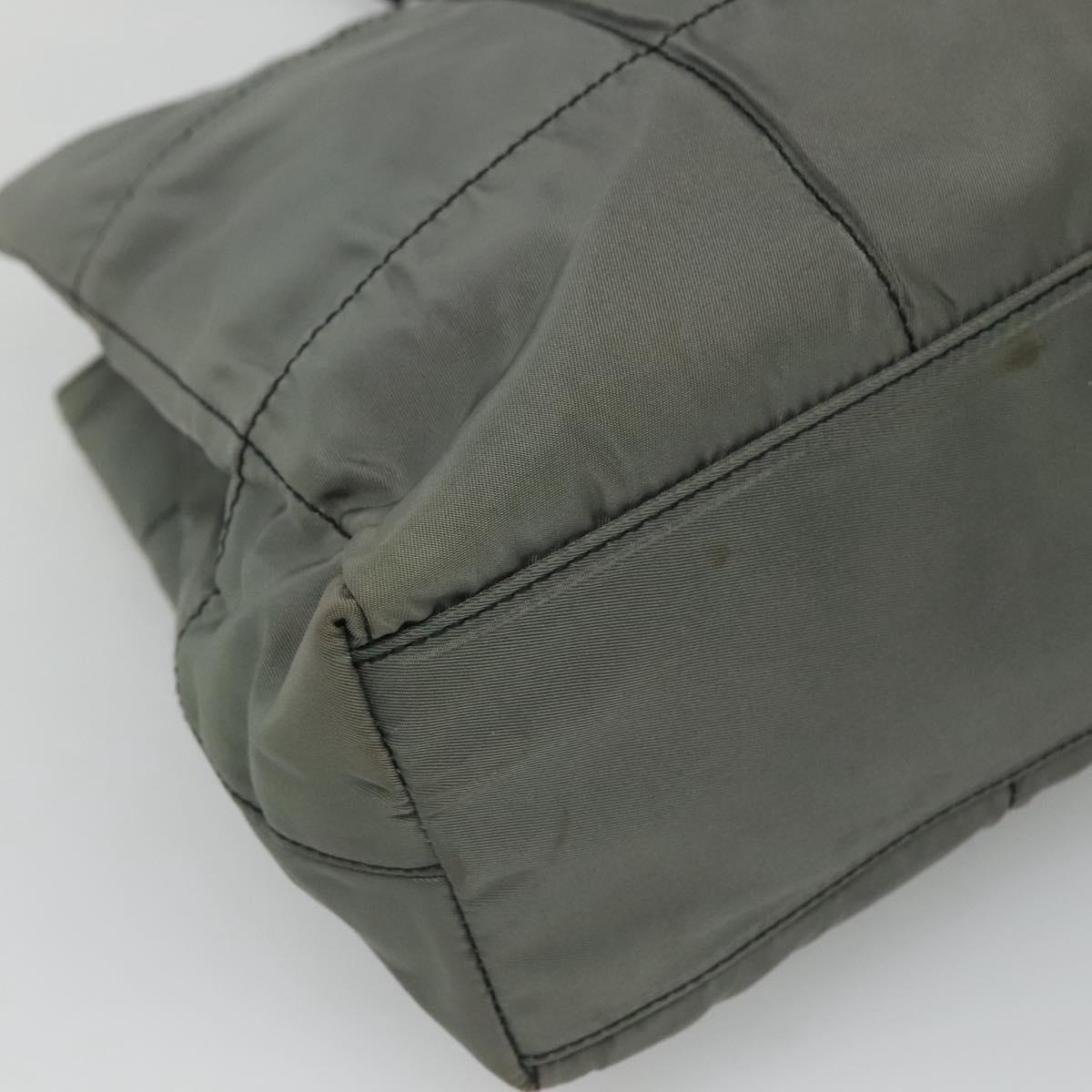 PRADA Tote Bag Nylon Plastic Gray Black Auth ep7577