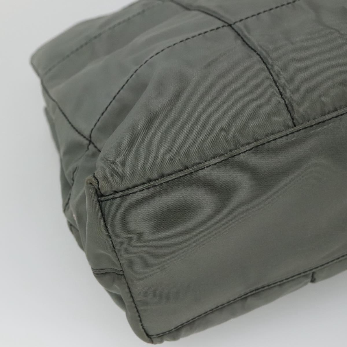 PRADA Tote Bag Nylon Plastic Gray Black Auth ep7577