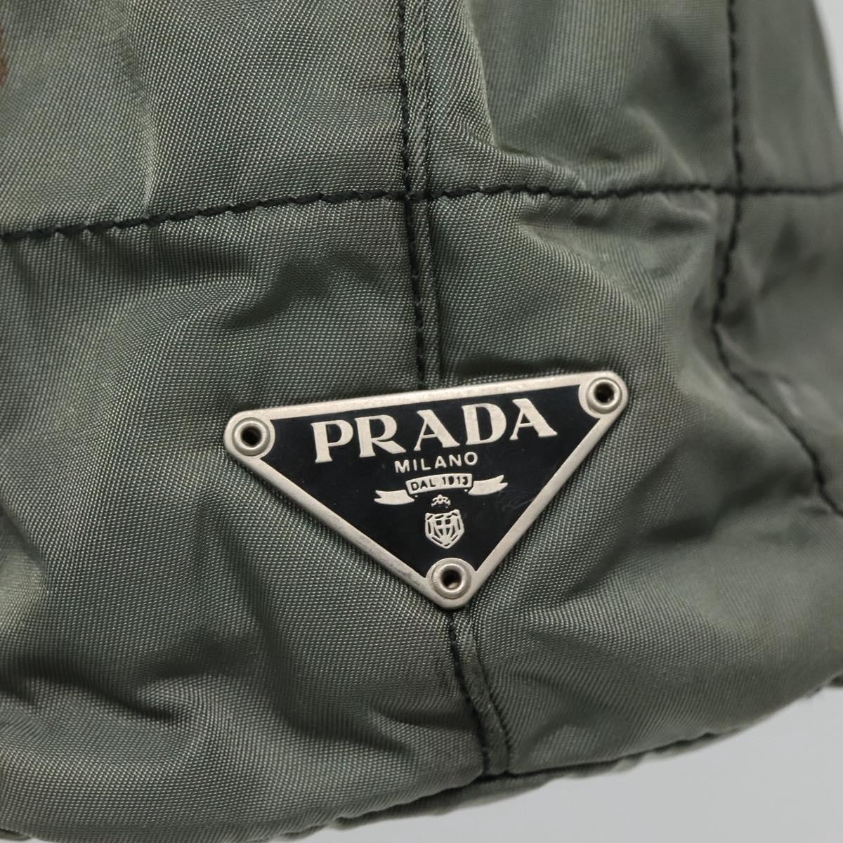 PRADA Tote Bag Nylon Plastic Gray Black Auth ep7577