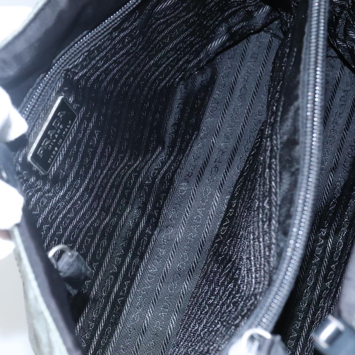 PRADA Tote Bag Nylon Plastic Gray Black Auth ep7577