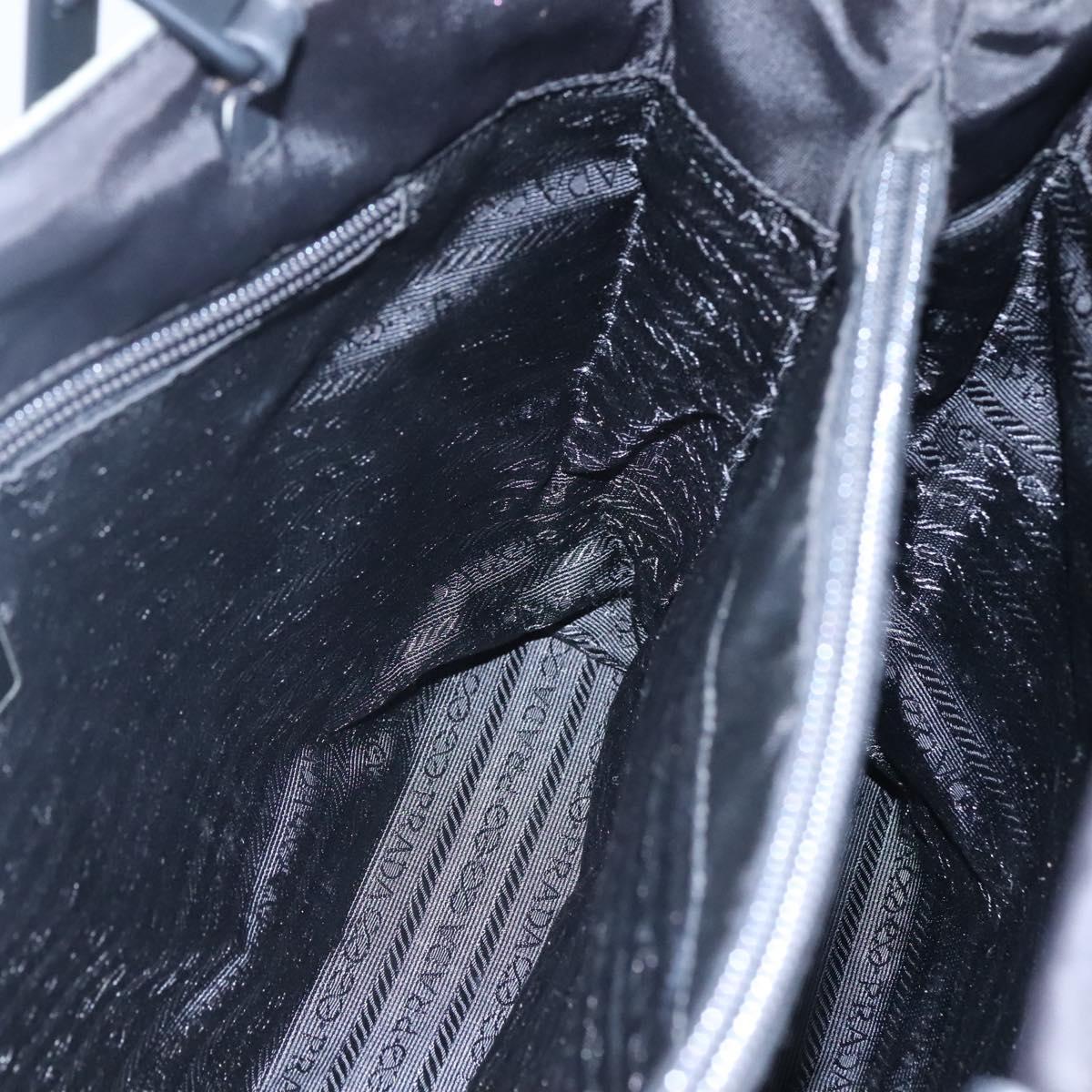 PRADA Tote Bag Nylon Plastic Gray Black Auth ep7577