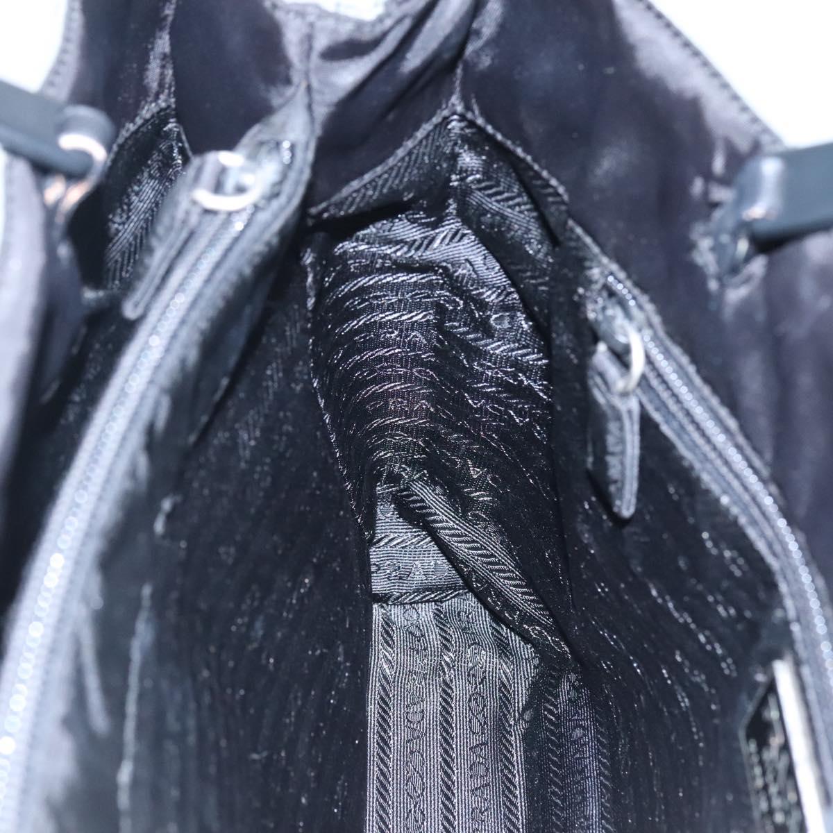 PRADA Tote Bag Nylon Plastic Gray Black Auth ep7577