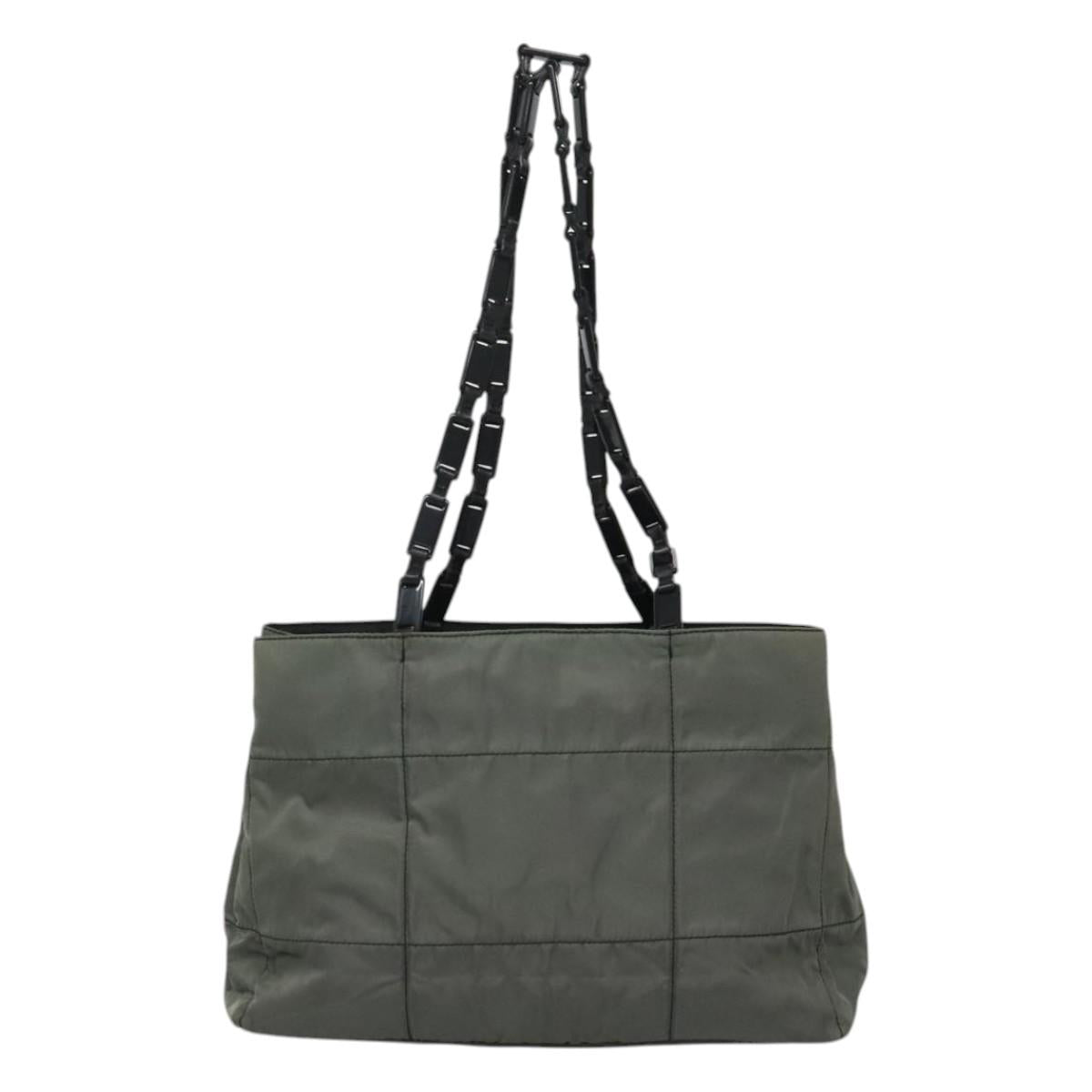 PRADA Tote Bag Nylon Plastic Gray Black Auth ep7577
