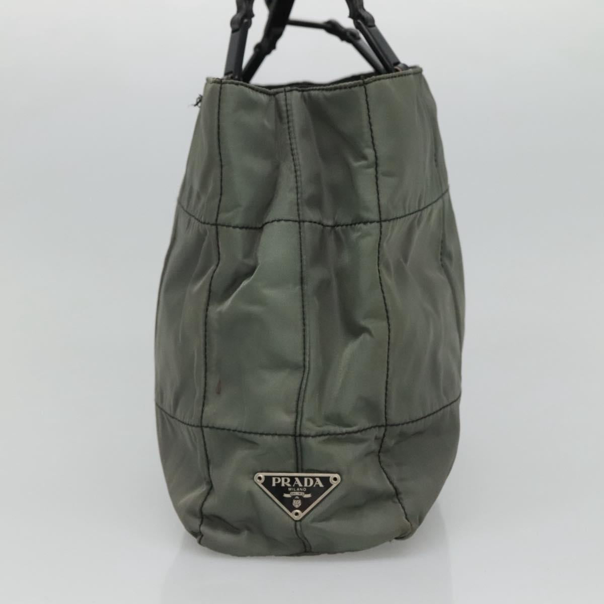 PRADA Tote Bag Nylon Plastic Gray Black Auth ep7577
