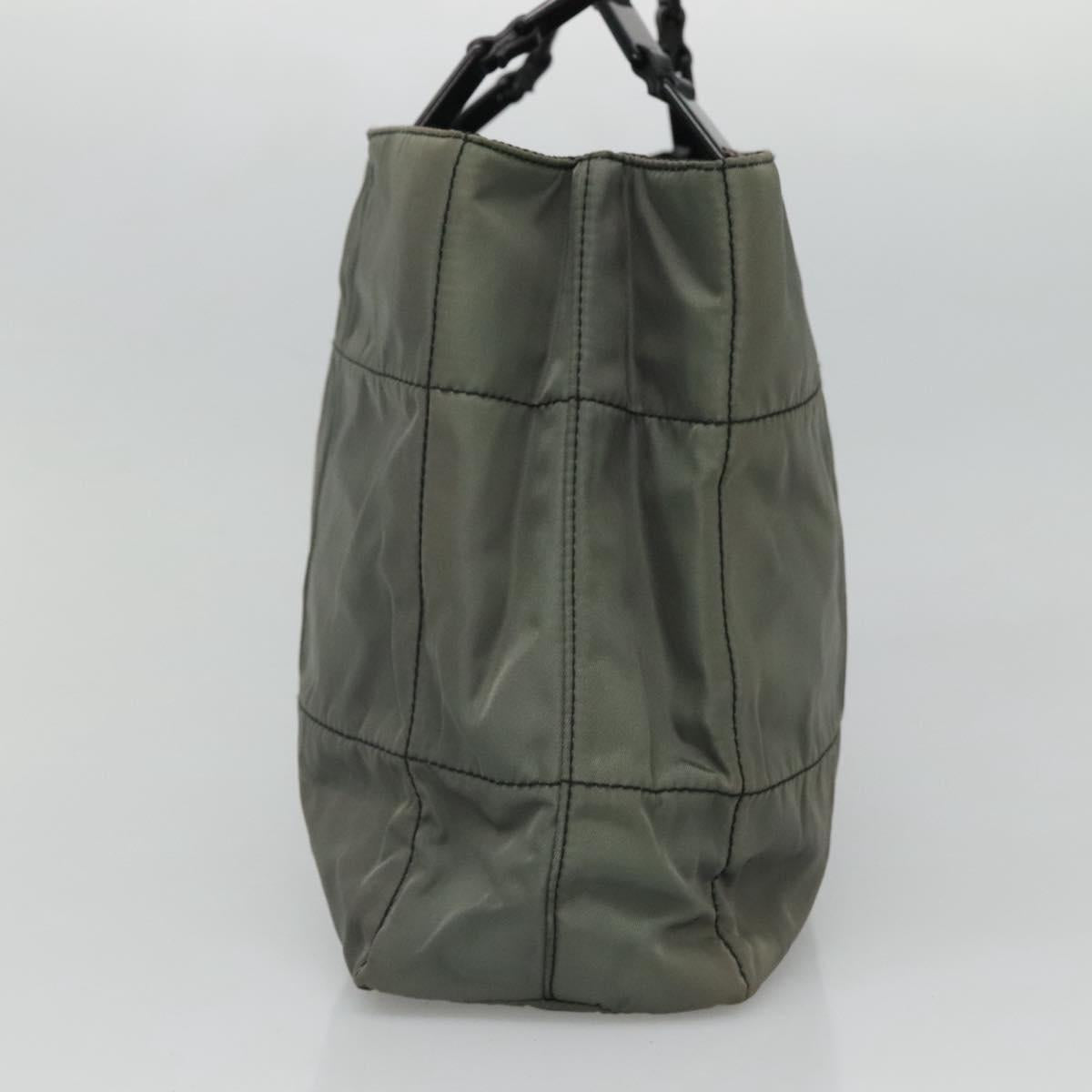 PRADA Tote Bag Nylon Plastic Gray Black Auth ep7577