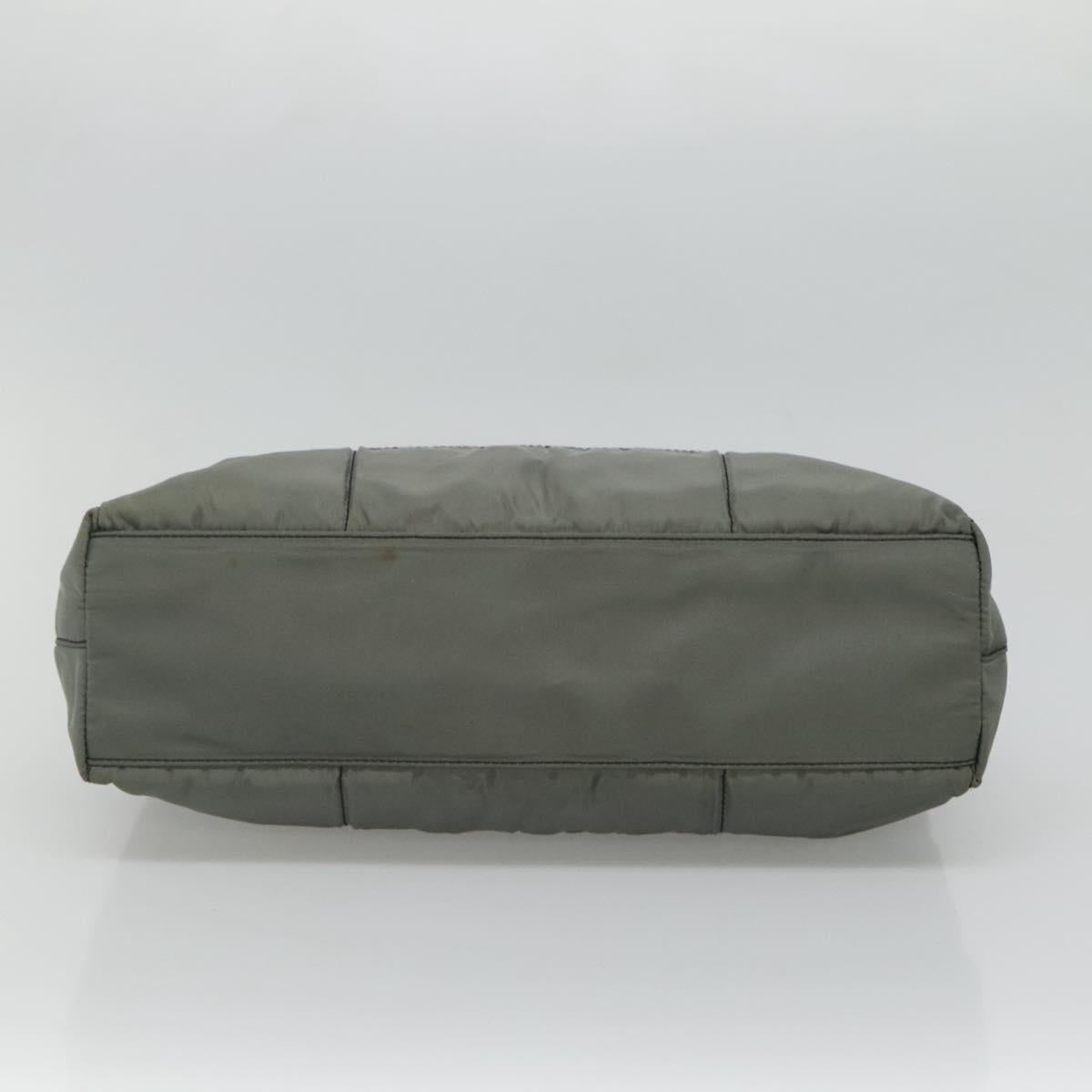 PRADA Tote Bag Nylon Plastic Gray Black Auth ep7577