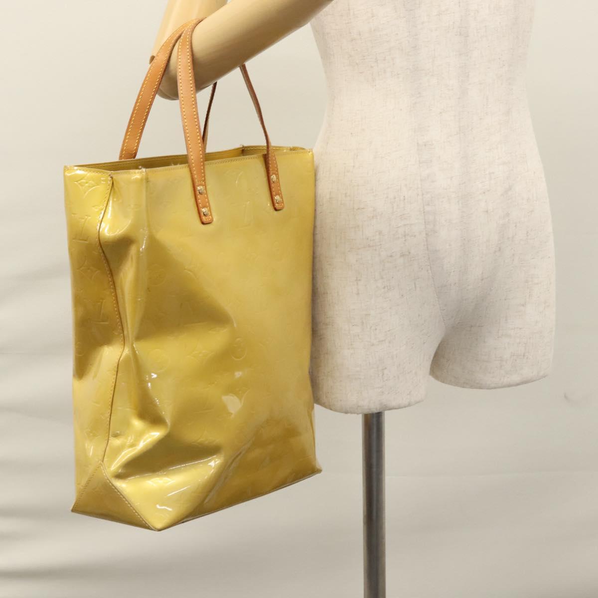 LOUIS VUITTON Monogram Vernis Reade MM Hand Bag Beige M91141 LV Auth ep7589