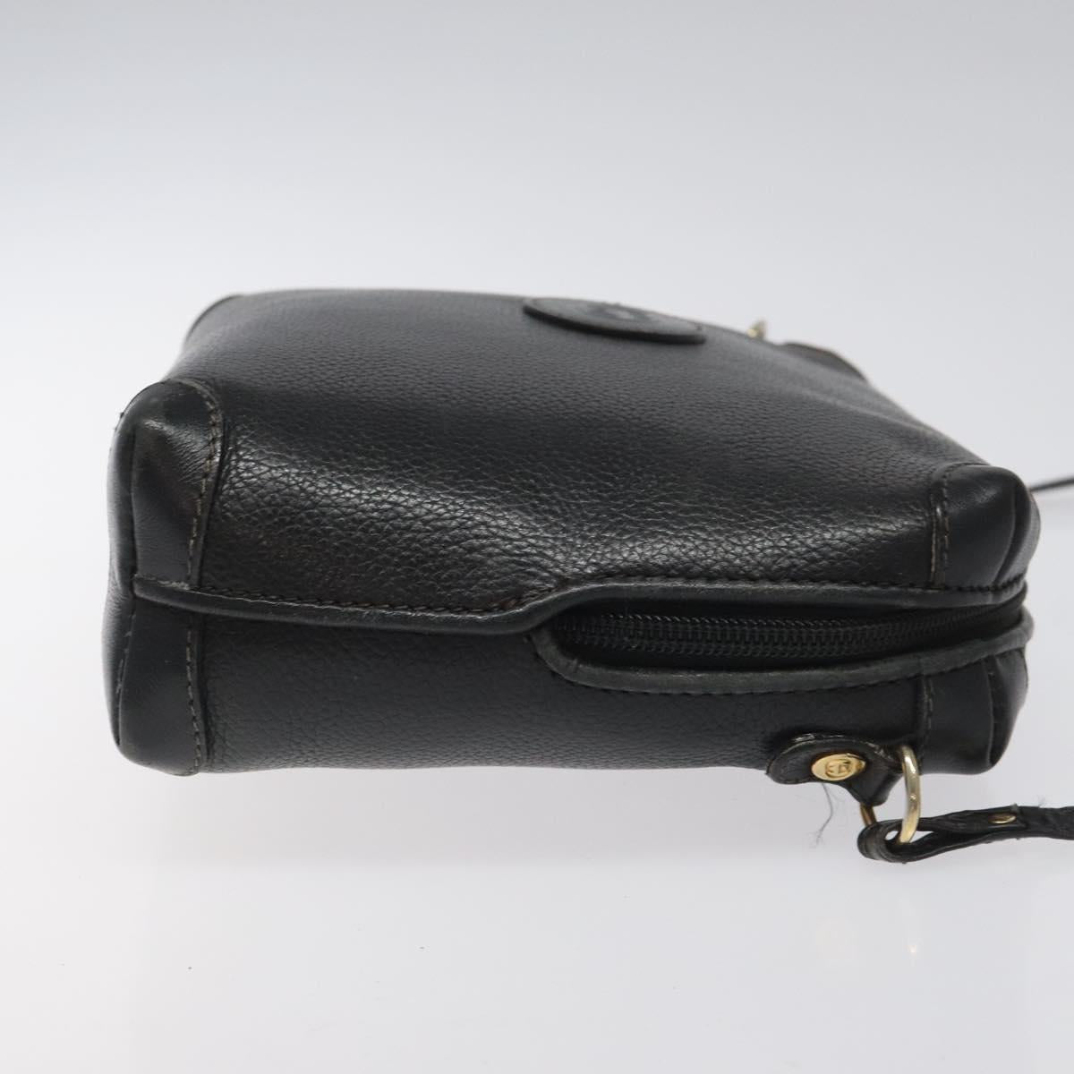 GUCCI Shoulder Bag Leather Black Gold 007 115 0093 Auth ep7596