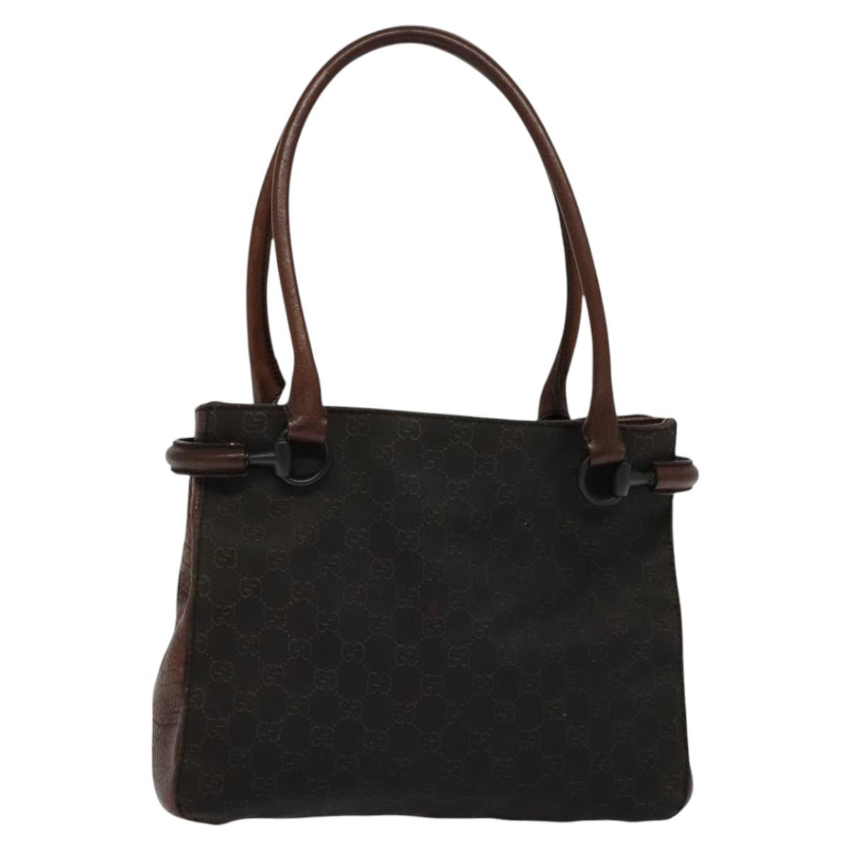 GUCCI GG Canvas Tote Bag Brown Silver 101971 Auth ep7608